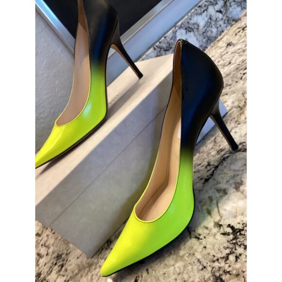 Jimmy Choo Agnes Degrade neon yellow green matte black Ombre pump heels 40.5 - Picture 10 of 17